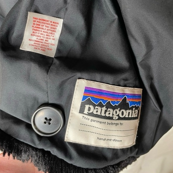 Patagonia Pelage Faux Fur Jacket Girls XL 14 Black Shawl Collar Cozy - Picture 9 of 9